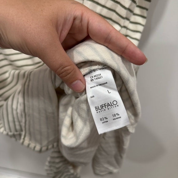 Buffalo David Bitton Green Stripe T-Shirt Dress Short Sleeve Cotton Blend Large - Picture 6 of 6